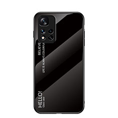 Silicone Frame Mirror Rainbow Gradient Case Cover LS1 for Xiaomi Redmi Note 11 Pro+ Plus 5G Black
