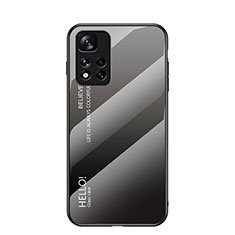 Silicone Frame Mirror Rainbow Gradient Case Cover LS1 for Xiaomi Redmi Note 11 Pro+ Plus 5G Dark Gray