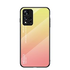 Silicone Frame Mirror Rainbow Gradient Case Cover LS1 for Xiaomi Redmi Note 11 Pro+ Plus 5G Yellow