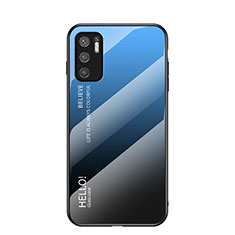 Silicone Frame Mirror Rainbow Gradient Case Cover LS1 for Xiaomi Redmi Note 11 SE 5G Blue