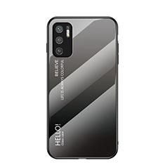Silicone Frame Mirror Rainbow Gradient Case Cover LS1 for Xiaomi Redmi Note 11 SE 5G Dark Gray