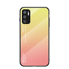 Silicone Frame Mirror Rainbow Gradient Case Cover LS1 for Xiaomi Redmi Note 11 SE 5G Yellow