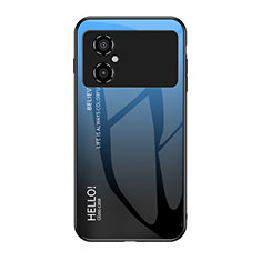 Silicone Frame Mirror Rainbow Gradient Case Cover LS1 for Xiaomi Redmi Note 11R 5G Blue