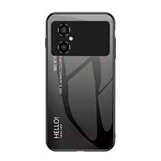 Silicone Frame Mirror Rainbow Gradient Case Cover LS1 for Xiaomi Redmi Note 11R 5G Dark Gray