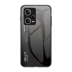 Silicone Frame Mirror Rainbow Gradient Case Cover LS1 for Xiaomi Redmi Note 12 Pro 5G Dark Gray