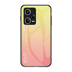 Silicone Frame Mirror Rainbow Gradient Case Cover LS1 for Xiaomi Redmi Note 12 Pro 5G Yellow