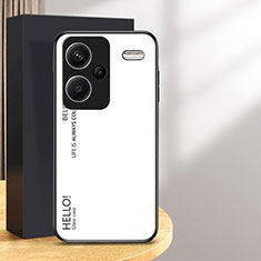 Silicone Frame Mirror Rainbow Gradient Case Cover LS1 for Xiaomi Redmi Note 13 Pro+ Plus 5G White
