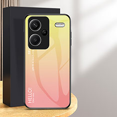 Silicone Frame Mirror Rainbow Gradient Case Cover LS1 for Xiaomi Redmi Note 13 Pro+ Plus 5G Yellow