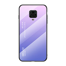 Silicone Frame Mirror Rainbow Gradient Case Cover LS1 for Xiaomi Redmi Note 9 Pro Max Clove Purple