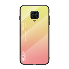 Silicone Frame Mirror Rainbow Gradient Case Cover LS1 for Xiaomi Redmi Note 9 Pro Max Yellow
