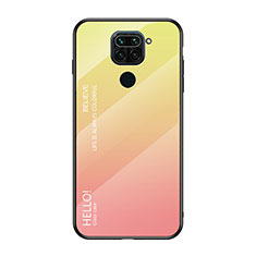 Silicone Frame Mirror Rainbow Gradient Case Cover LS1 for Xiaomi Redmi Note 9 Yellow