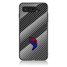 Silicone Frame Mirror Rainbow Gradient Case Cover LS2 for Asus ROG Phone 5 Ultimate Black