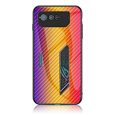Silicone Frame Mirror Rainbow Gradient Case Cover LS2 for Asus ROG Phone 6 Pro Orange