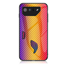Silicone Frame Mirror Rainbow Gradient Case Cover LS2 for Asus ROG Phone 7 Ultimate Orange