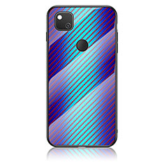 Silicone Frame Mirror Rainbow Gradient Case Cover LS2 for Google Pixel 4a Blue