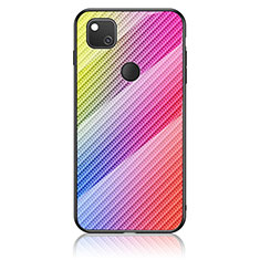 Silicone Frame Mirror Rainbow Gradient Case Cover LS2 for Google Pixel 4a Pink