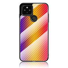 Silicone Frame Mirror Rainbow Gradient Case Cover LS2 for Google Pixel 5 Orange