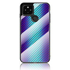 Silicone Frame Mirror Rainbow Gradient Case Cover LS2 for Google Pixel 5 XL 5G Blue