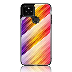 Silicone Frame Mirror Rainbow Gradient Case Cover LS2 for Google Pixel 5 XL 5G Orange
