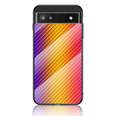 Silicone Frame Mirror Rainbow Gradient Case Cover LS2 for Google Pixel 6a 5G Orange