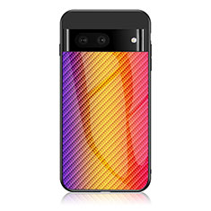 Silicone Frame Mirror Rainbow Gradient Case Cover LS2 for Google Pixel 7a 5G Orange