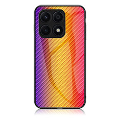 Silicone Frame Mirror Rainbow Gradient Case Cover LS2 for Huawei Honor 70 Lite 5G Orange