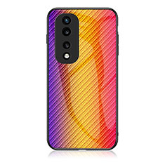 Silicone Frame Mirror Rainbow Gradient Case Cover LS2 for Huawei Honor 70 Pro 5G Orange