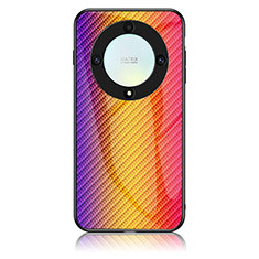 Silicone Frame Mirror Rainbow Gradient Case Cover LS2 for Huawei Honor Magic5 Lite 5G Orange