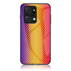 Silicone Frame Mirror Rainbow Gradient Case Cover LS2 for Huawei Honor X7a Orange