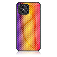 Silicone Frame Mirror Rainbow Gradient Case Cover LS2 for Huawei Honor X8 4G Orange