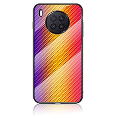Silicone Frame Mirror Rainbow Gradient Case Cover LS2 for Huawei Nova 8i Orange