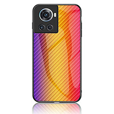 Silicone Frame Mirror Rainbow Gradient Case Cover LS2 for OnePlus 10R 5G Orange