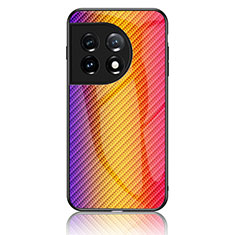 Silicone Frame Mirror Rainbow Gradient Case Cover LS2 for OnePlus 11 5G Orange