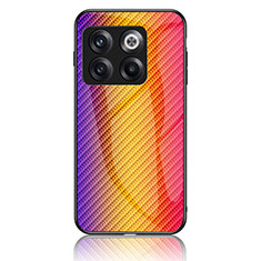 Silicone Frame Mirror Rainbow Gradient Case Cover LS2 for OnePlus Ace Pro 5G Orange