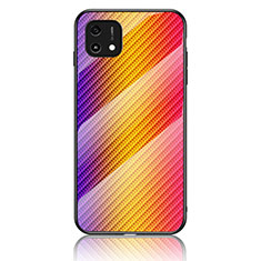 Silicone Frame Mirror Rainbow Gradient Case Cover LS2 for Oppo A16K Orange