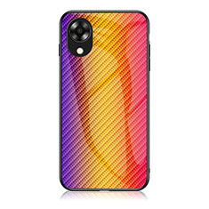 Silicone Frame Mirror Rainbow Gradient Case Cover LS2 for Oppo A17K Orange