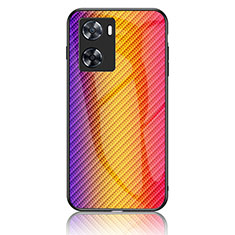 Silicone Frame Mirror Rainbow Gradient Case Cover LS2 for Oppo A77 4G Orange