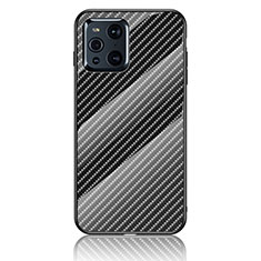 Silicone Frame Mirror Rainbow Gradient Case Cover LS2 for Oppo Find X3 5G Black