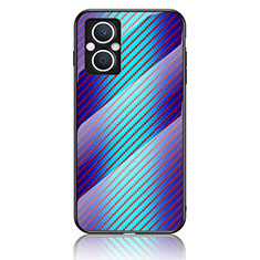 Silicone Frame Mirror Rainbow Gradient Case Cover LS2 for Oppo Reno7 Z 5G Blue