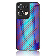 Silicone Frame Mirror Rainbow Gradient Case Cover LS2 for Oppo Reno8 Pro 5G Blue