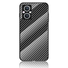 Silicone Frame Mirror Rainbow Gradient Case Cover LS2 for Oppo Reno8 Z 5G Black