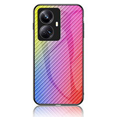 Silicone Frame Mirror Rainbow Gradient Case Cover LS2 for Realme 10 Pro+ Plus 5G Pink