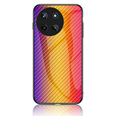 Silicone Frame Mirror Rainbow Gradient Case Cover LS2 for Realme 11 4G Orange