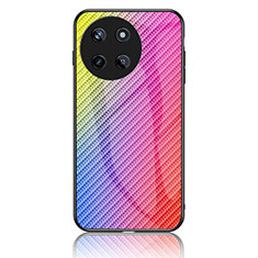 Silicone Frame Mirror Rainbow Gradient Case Cover LS2 for Realme 11 4G Pink