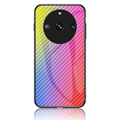 Silicone Frame Mirror Rainbow Gradient Case Cover LS2 for Realme 11 Pro+ Plus 5G Pink