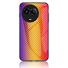 Silicone Frame Mirror Rainbow Gradient Case Cover LS2 for Realme 11X 5G Orange