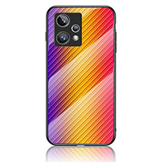Silicone Frame Mirror Rainbow Gradient Case Cover LS2 for Realme 9 4G Orange