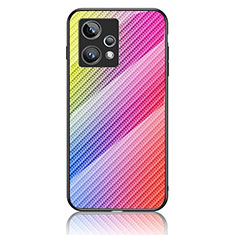 Silicone Frame Mirror Rainbow Gradient Case Cover LS2 for Realme 9 Pro+ Plus 5G Pink