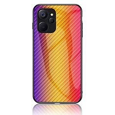 Silicone Frame Mirror Rainbow Gradient Case Cover LS2 for Realme 9i 5G Orange