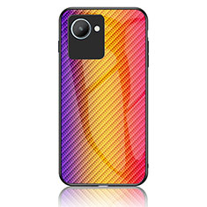 Silicone Frame Mirror Rainbow Gradient Case Cover LS2 for Realme C30 Orange